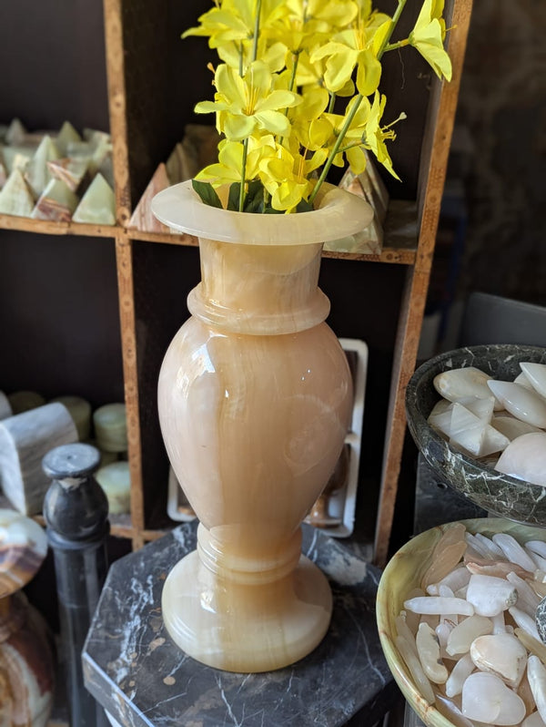 Hand-Carved Onyx Marble Decorative Vase