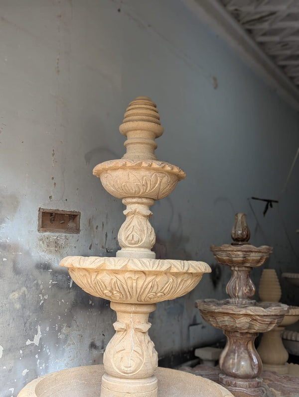 Tier Hand‑Carved Sandstone Garden Fountain