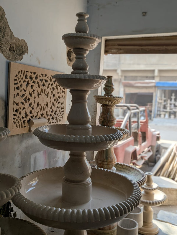 Tier Polished Cream Marble Garden Fountain